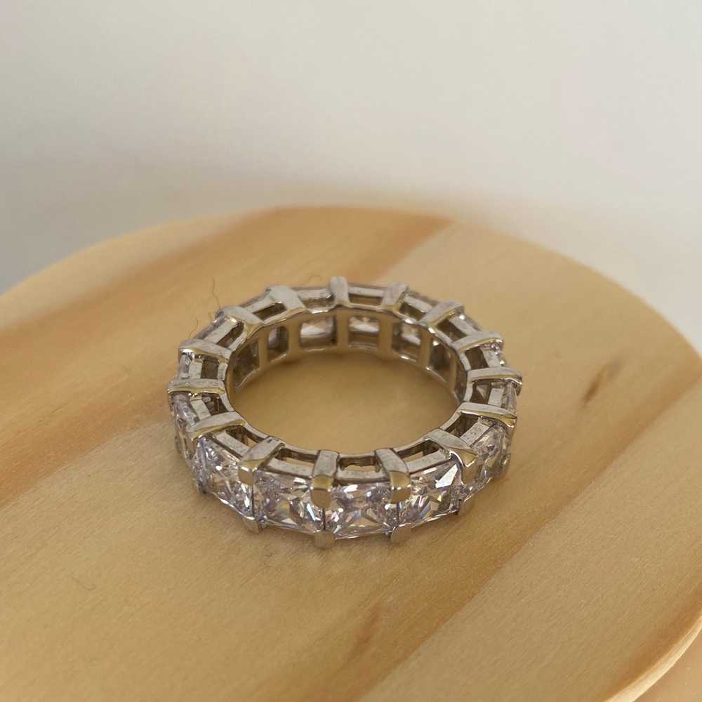 Sterling Silver CZ Eternity Band - Size 8.25